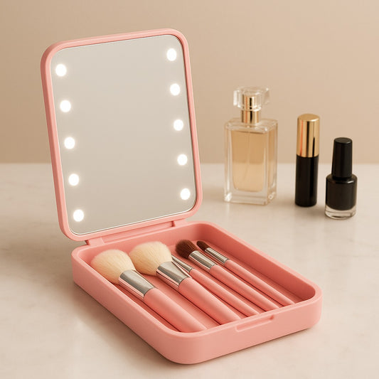 Espejo Compacto con Iluminación LED para Maquillaje